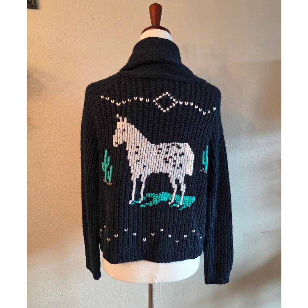 NWT The GREAT Equestrian Lodge Cardigan Navy Chunky Knit SZ 0 Western Prairie